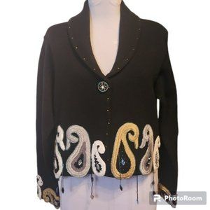 Vintage 90s Embellished/Beaded/Embroidered Sweater - Lisa Nichols - Size Small